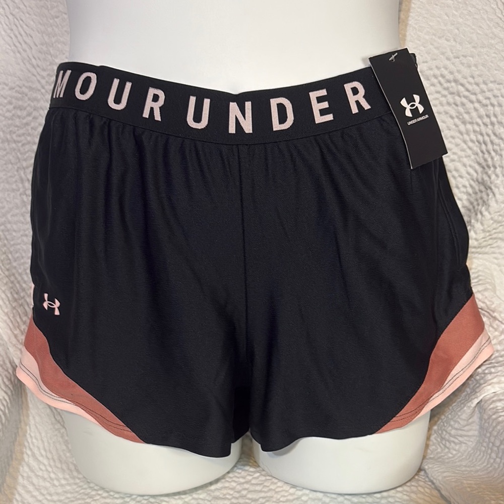 Under Armour Women's Black and Pink Shorts